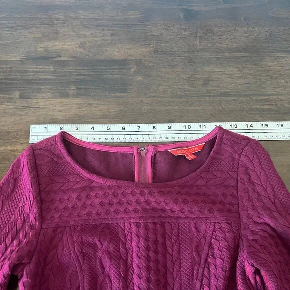 Modcloth Maroon Cable Knit Dress Size Small, 3/4 sleeve - Picture 7 of 13